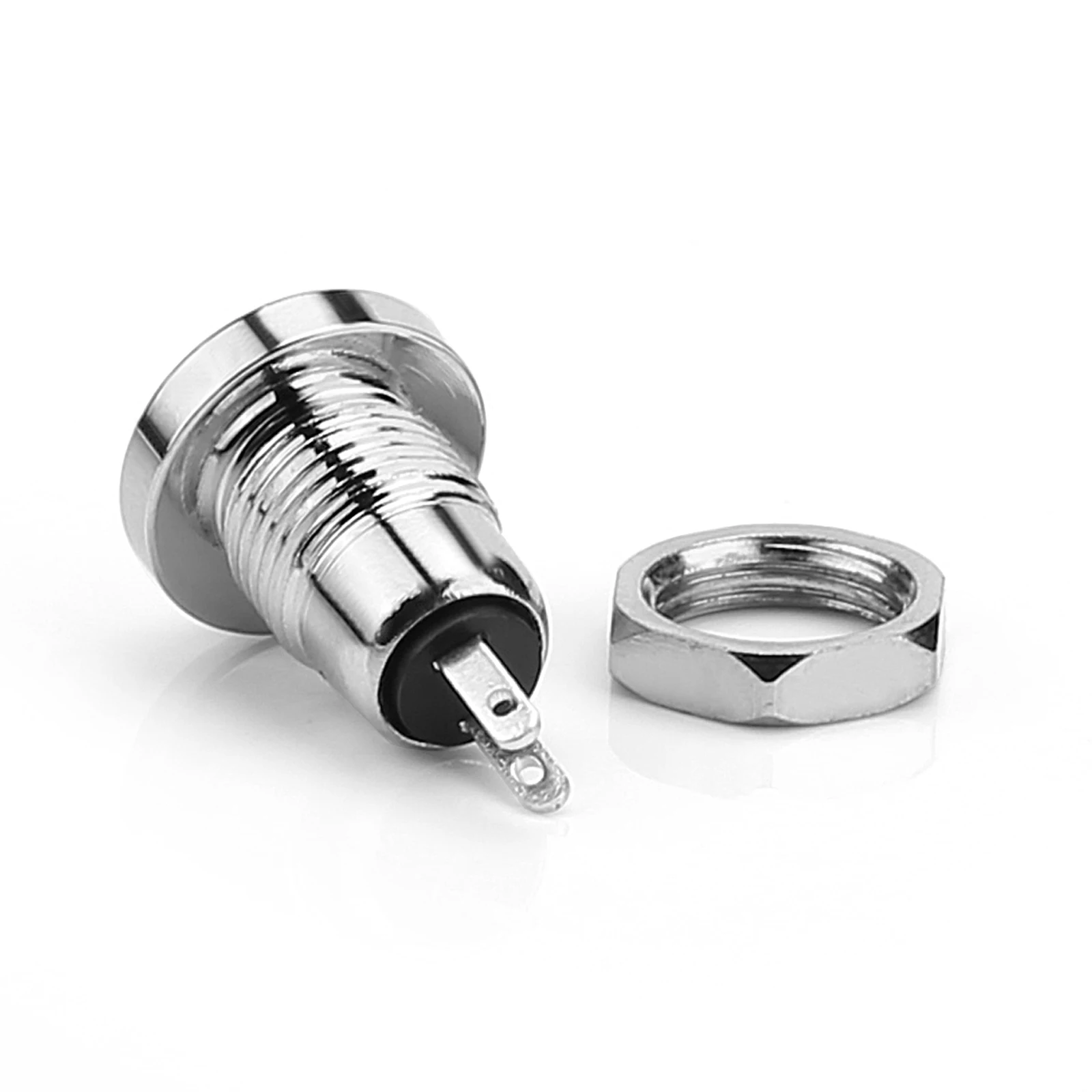 زر ضغط مؤقت صغير 8 مللي متر من الفولاذ المقاوم للصدأ ، IP67 1NO 2Pin 3A/250V للسيارة/القارب/DIY