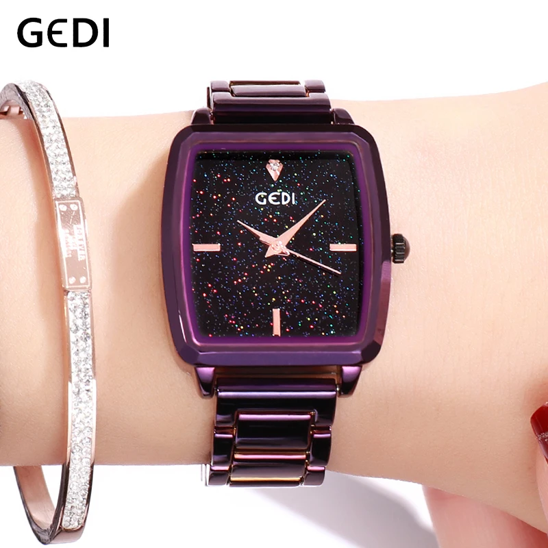 GEDI 高級ブランド星空女性の腕時計合金ストラップため Rosegold クォーツ腕時計女性の女性の腕時計 2019 女性時計トップ時間