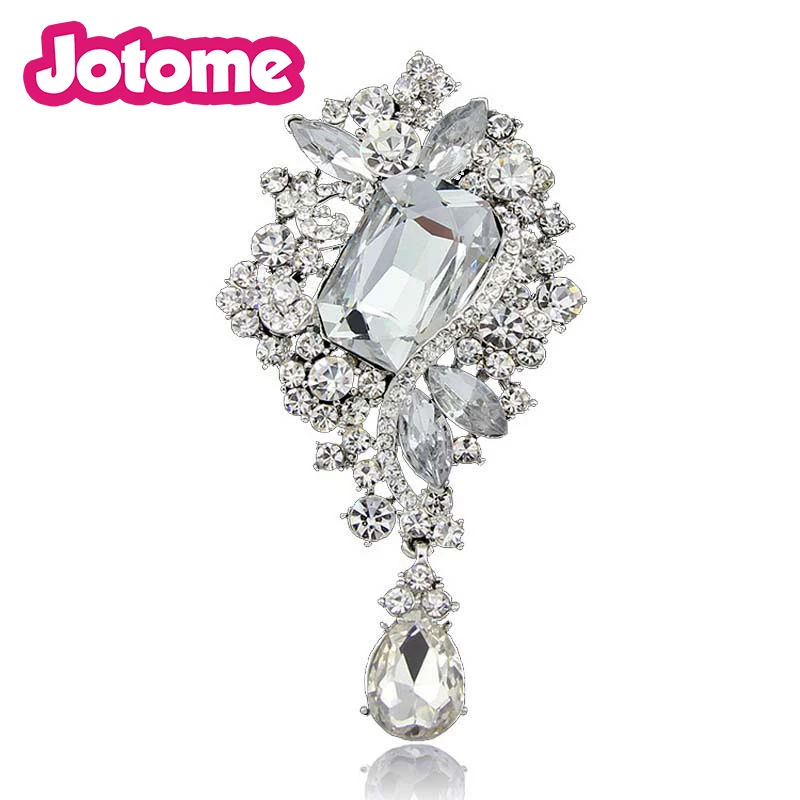 

100pcs/lot Austrian Crystal Flower Bouquet Tear Drop Pendant Brooch