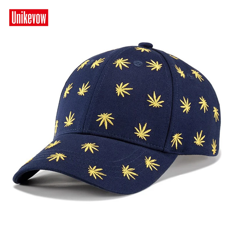 

UNIKEVOW Cotton Men's Baseball Cap With 3D Leaves Embroidered Hats Leisure Sports Cap