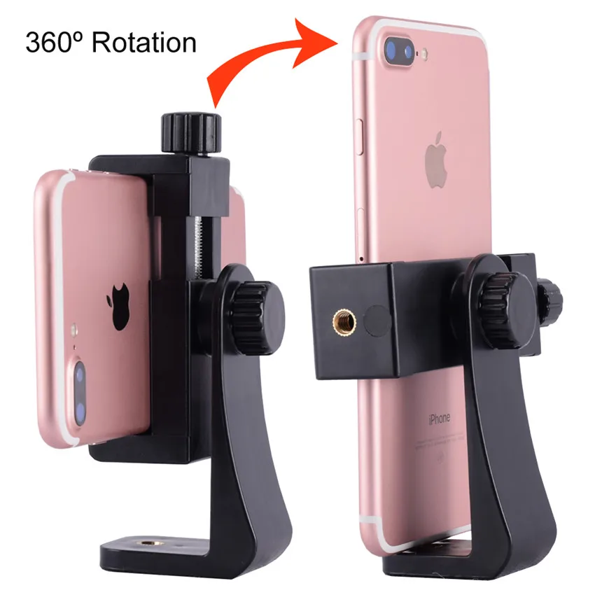 ightpro Universal Cell Phone Tripod Mount Clamp Clip Adapter Holder Vertical 360 Rotation for iPhone 8 X 7plus Smartphone