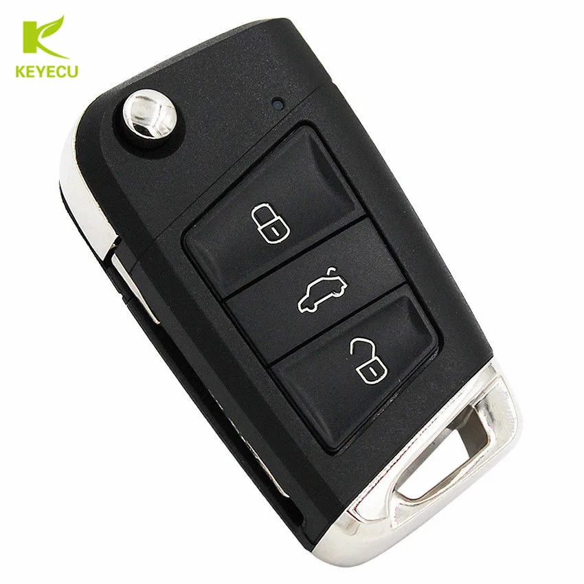 KEYECU Replacement Keyless Flip Remote Key Fob 3 Button  434MHZ MQB for Volkswagen MQB Golf VII MK7, for Skoda Octavia A7 2017