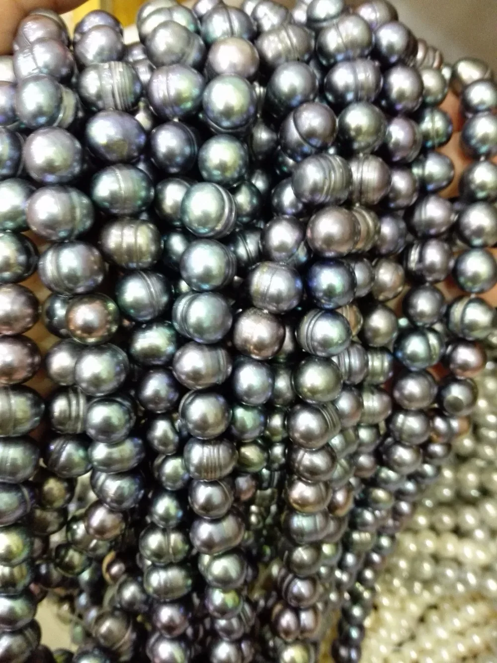 

One Strands Real Pearl 9-10mm Bright black blue purple colors baroque Pearl Natural Freshwater Pearl loose beads 35cm 15''