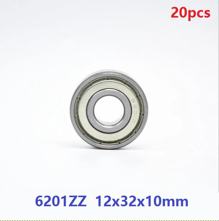 20pcs/lot 6201ZZ 6201-ZZ 6201 ZZ 2Z 12*32*10mm Deep Groove Ball bearing 12x32x10mm Ball Bearings