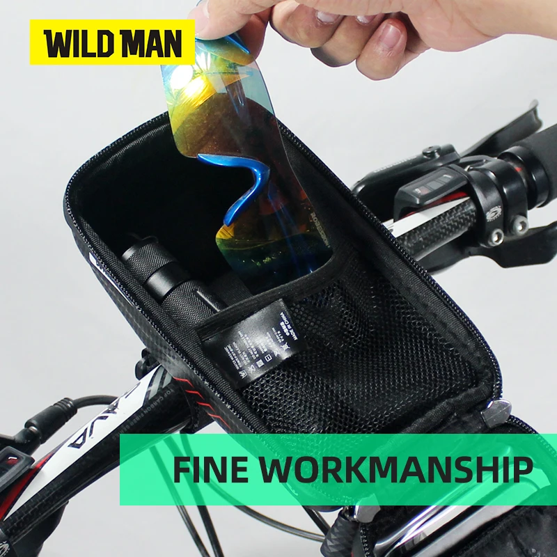 WILD MAN Bicycle Bag 6.0 Inch Phone Case Touch Screen MTB Road Bike Top Front Tube Rainproof Hard Shell Bag Cycling Accessories