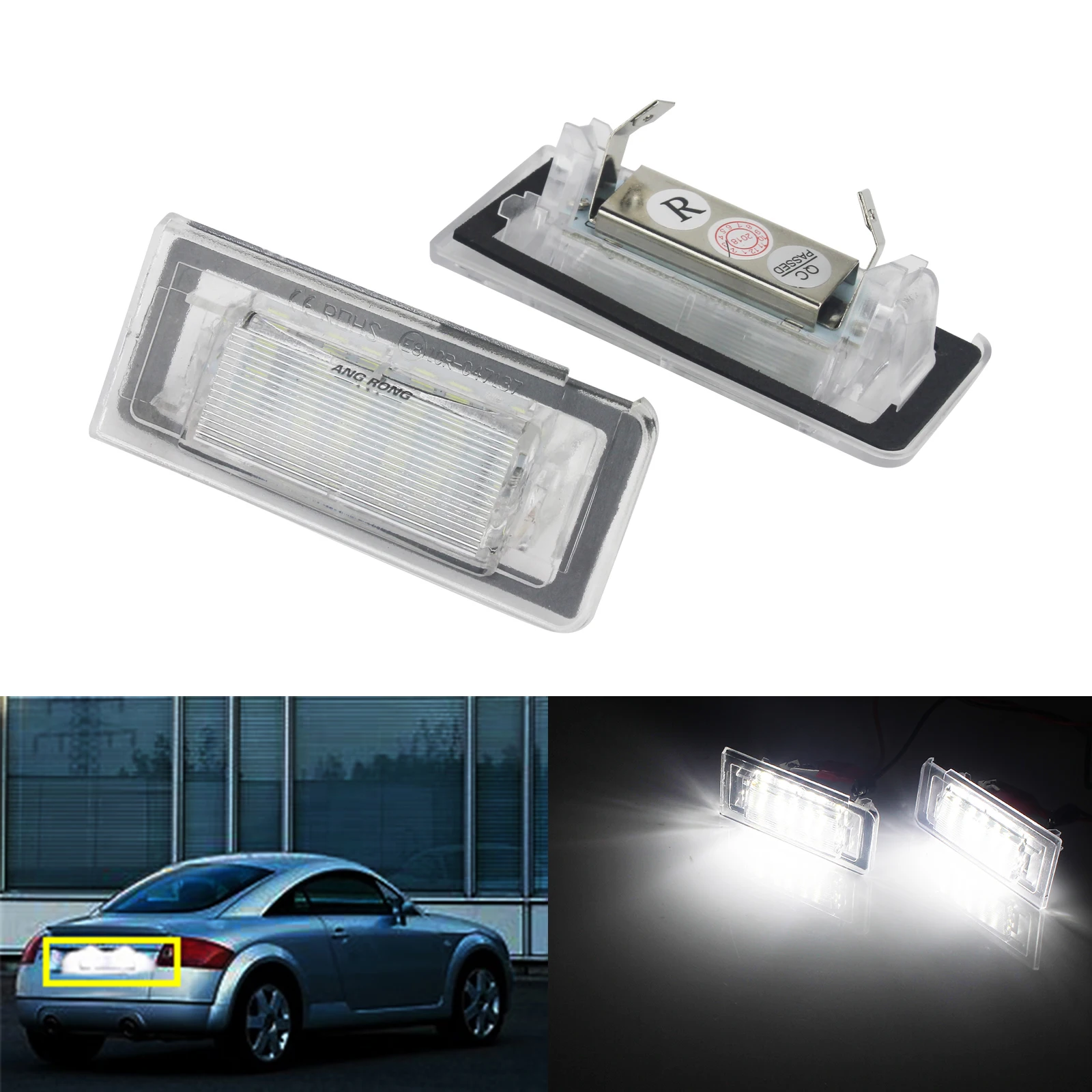 ANGRONG 2x 18 SMD LED License Number Plate Light Xenon White For Audi TT MK1 8N 1999-06