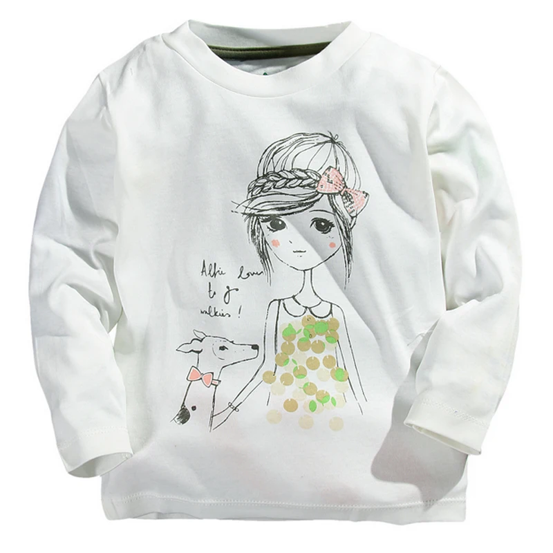 Autumn Winter Girls T-shirt Kids Tees Baby Girl Brand TShirts Children Blouses Long Sleeve 100% Cotton Maiden Free Shipping