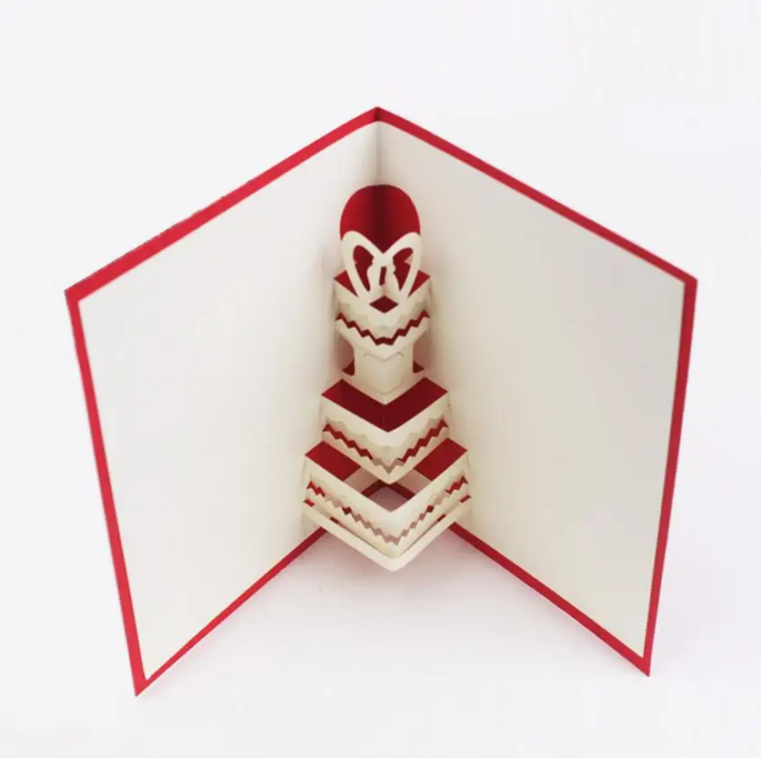 10pcs 3D Creative 3-Layers Cake Handmade Kirigami Origami Wedding Party Invitation Cards Greeding Birthday Postcard