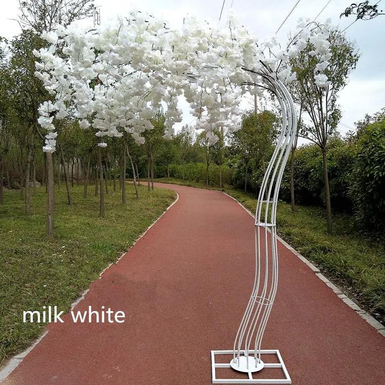 2.6M height white Artificial Cherry Blossom Tree road lead Simulation Cherry Flower with Iron Arch Frame For Wedding party Props