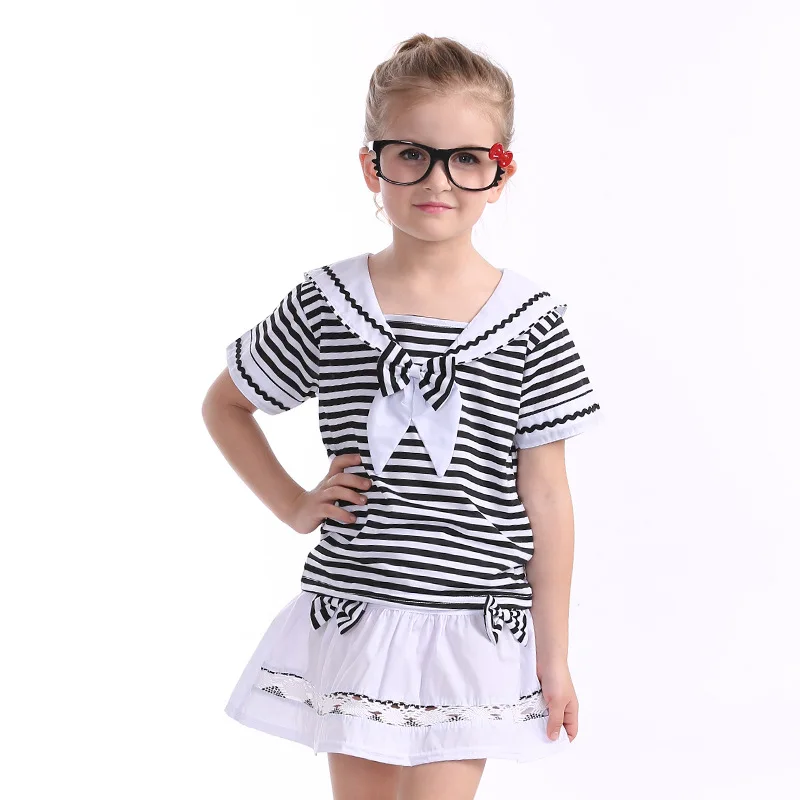 Uniforme de maternelle pour enfants, uniforme d'école à manches courtes pour élèves, tenue de marin pour garçons, vêtements de marine pour enfants D0544