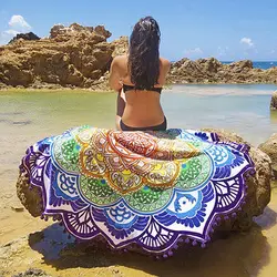 Tapiz redondo de playa con borla de Mandala bohemio, toalla de esterilla de Yoga, Hippie, Roundie, tiro, 10