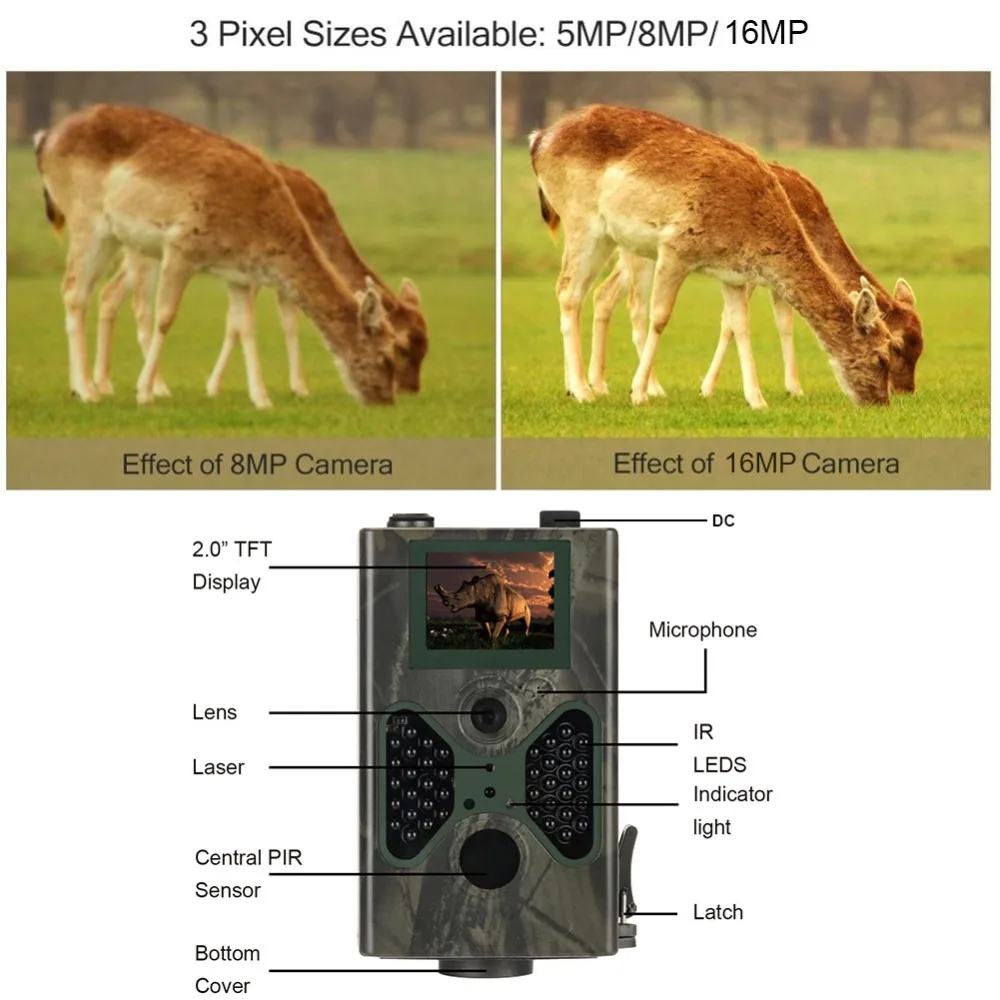 16MP Wireless SMTP Cellular Hunting Trail Camera Night Vision 1080P Video Photo Traps Email MMS 2G GSM Wildlife Surveilla HC300M