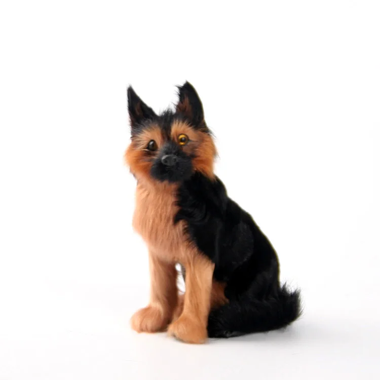小さなかわいいシミュレーションウルフハウンド犬のおもちゃポリエチレンと毛皮の座っている犬の人形ギフト約13x8x16cm-2233