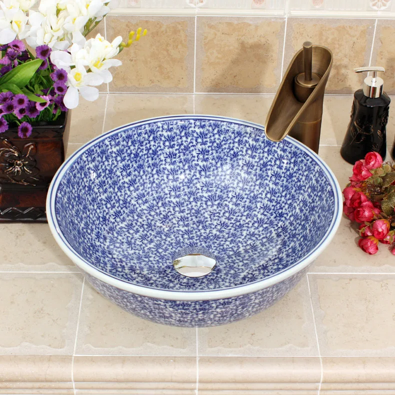 

China Artistic Procelain Handmade Europe Vintage Lavabo Washbasin Ceramic Bathroom Sink Art Counter Top bathroom basin bowls