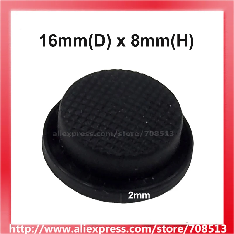 16mm(D) x 8mm(H) Silicone Tailcaps - Black (10 pcs)