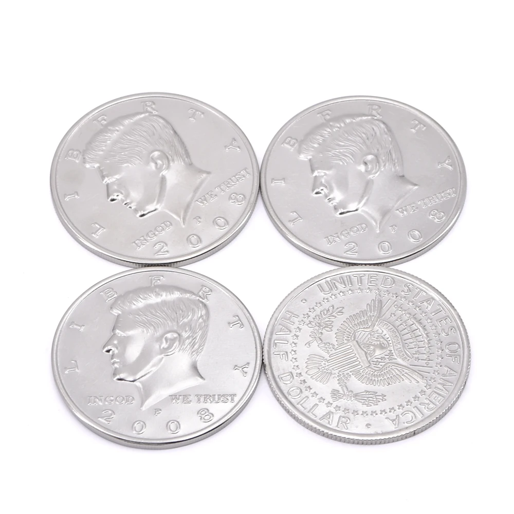 Jumbo Half Dollar Shells 3 + 1 Set(Dia 5.8cm) One Coin to Four Magic Tricks Magician Close Up Props Gimmick Accessories Comedy