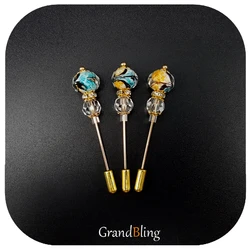 Unique Hand-made Glass Beads Lapel Pins/Hijab Pins Wholesale