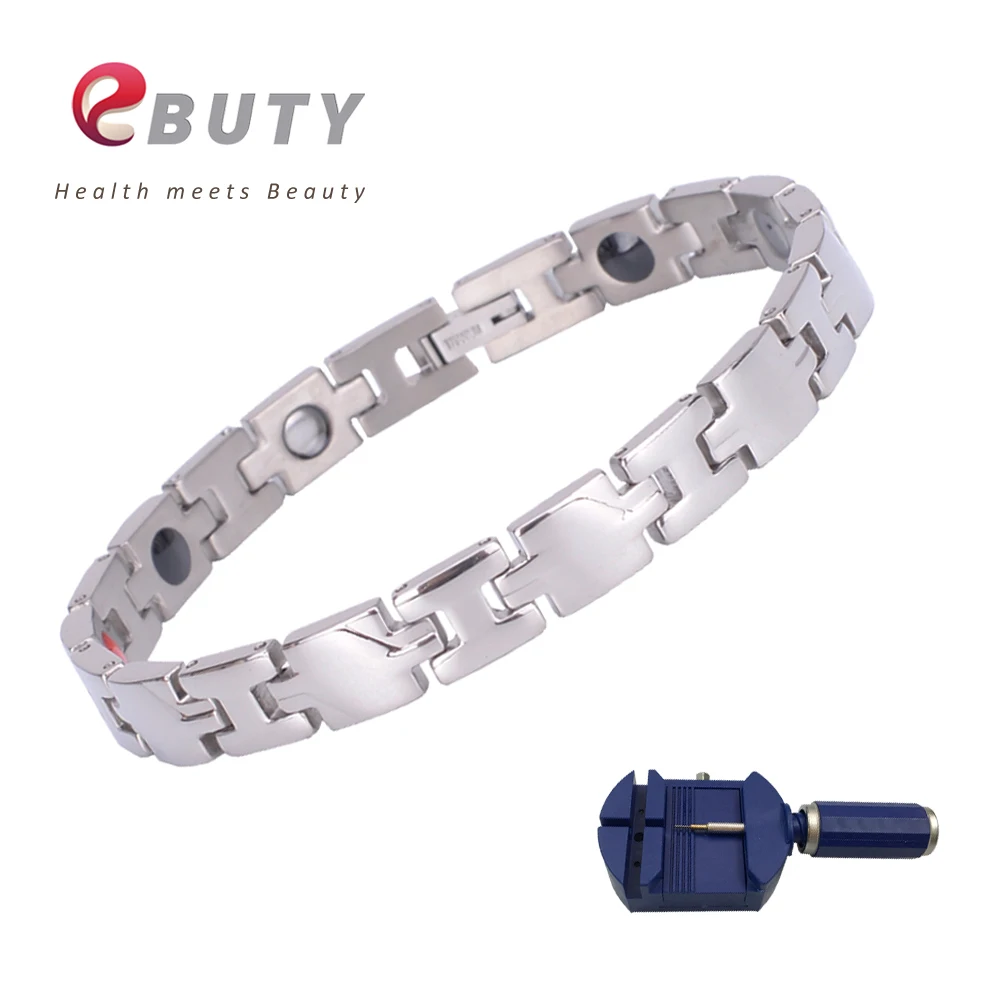 EBUTY Titanium Energy Bracelet Germanium FIR Healing Health Jewelry Best Gift Magnetic Curling with Gift Box