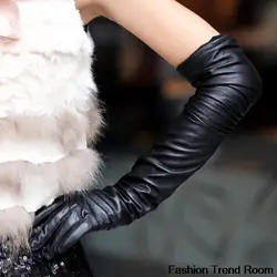 2 Colors New Faux Long Leather Gloves Fashion Women Gloves Warm Outdoors Long Design Sexy Gloves