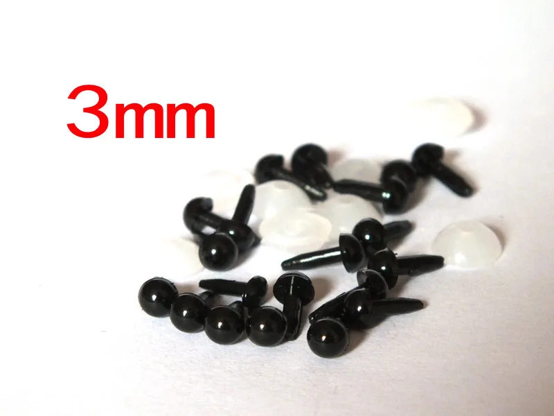 100pcs/lot 3mm round full black color safety eyes fit diy doll