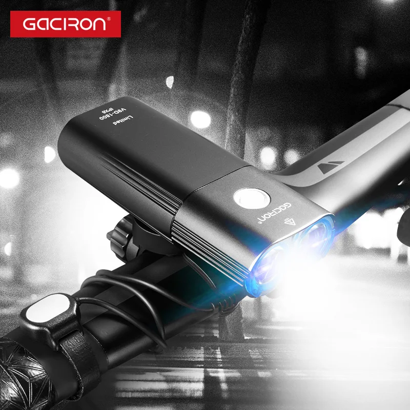 GACIRON Professional 1800 lumens Bicycle light Power Bank IPX6 Waterproof USB Rechargeable 6700mAh Bike Headlight Flashlight