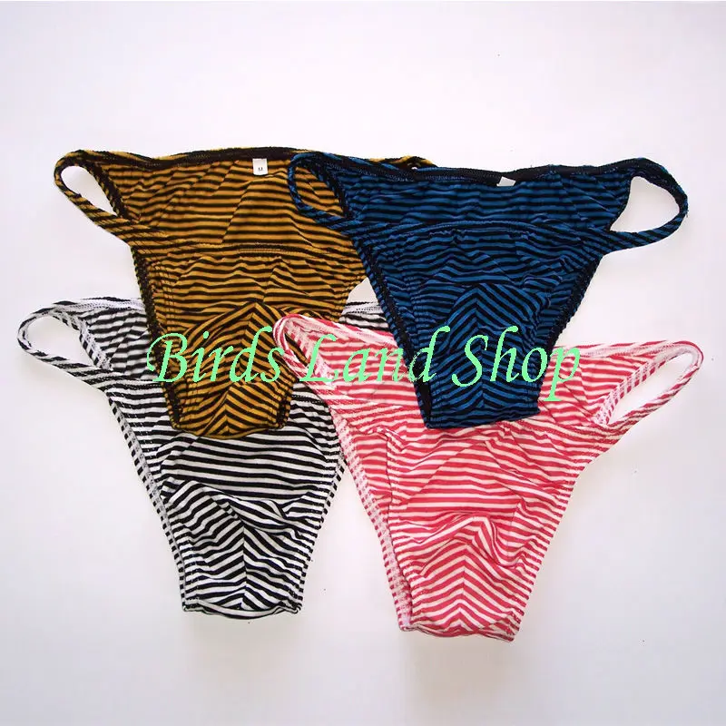 Mens String Bikini Stripe Jersy Poly/Cotton/Spandex G377C Narrow Waist