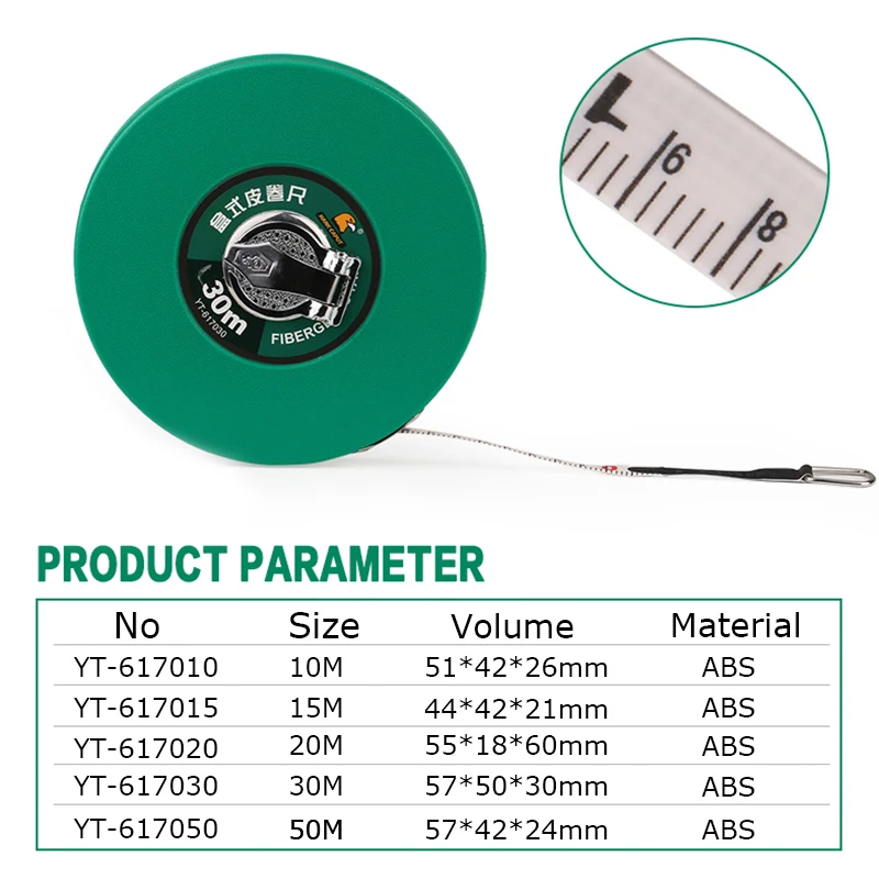 Glass Fibre Measuring Tape 10/15/20/30/50M Measuring Tape Retractable Flexible Ruler Metric Gauge Measuring Tools