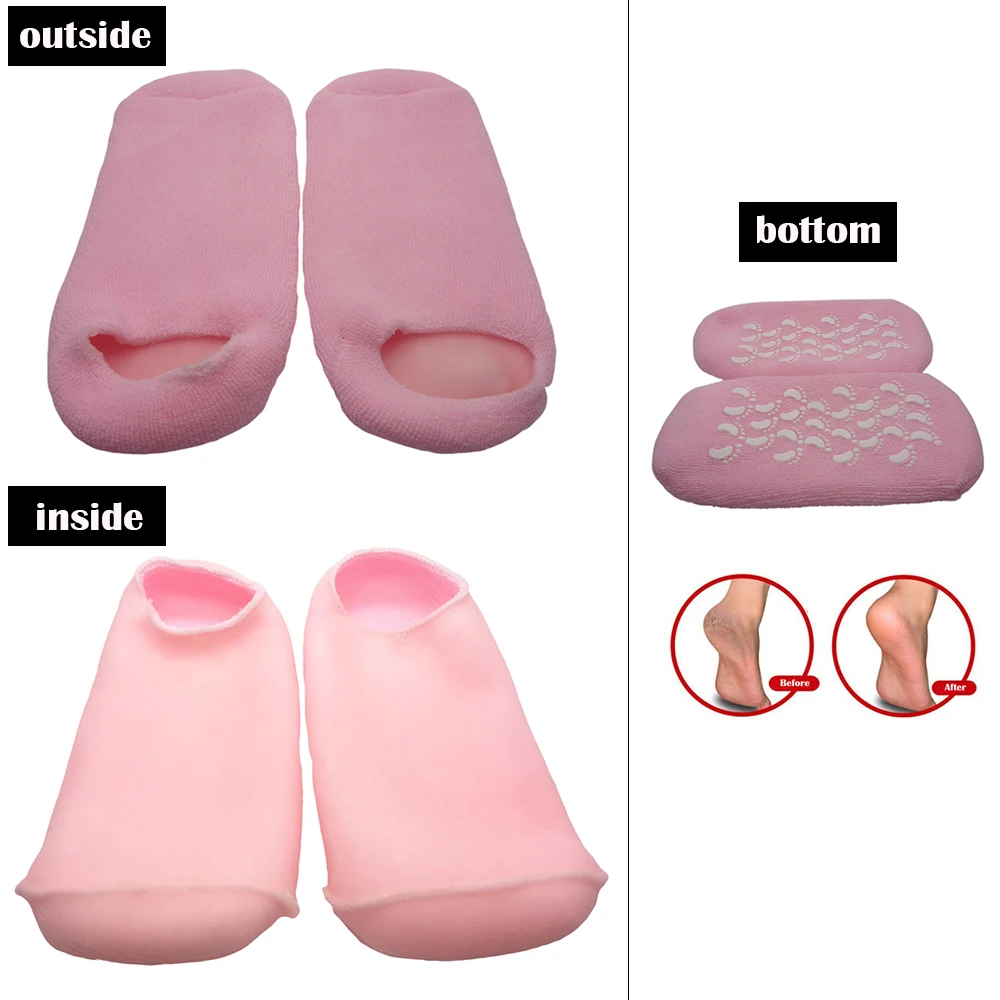 

1 pair Silicone Socks for Pedicure Moisturizing Masks Cracked Skin Heel Gel Silicone Socks For Feet care Foot Massger Pillow