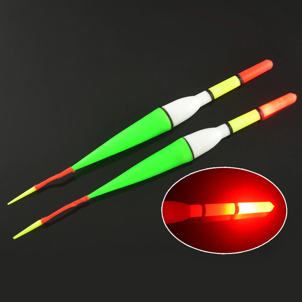 

MNFT 2PCS Night Fish Fishing Plastic Float Bobber Red Flashing Buoy LED Light Waterproof Electronic Floats Tackle With Battery