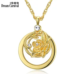 DreamCarnival1989 Women Trendy Crystal Flower Pendant Long Chain Necklace Parents Mother Rhodium Gold Color Collier Bijoux P-012