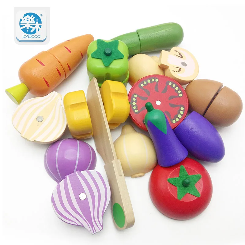 

Children Wooden Simulation Kitchen toys Set Cut Vegetables toy preschool Montessori Educational Toys gift Free shipping