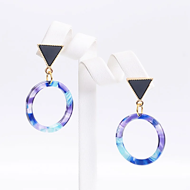 Miasol Luxury Antique Gold Color Plated New Arrival Fashion Acetic Acid Round Donut Dangle Earrings for Women Gift