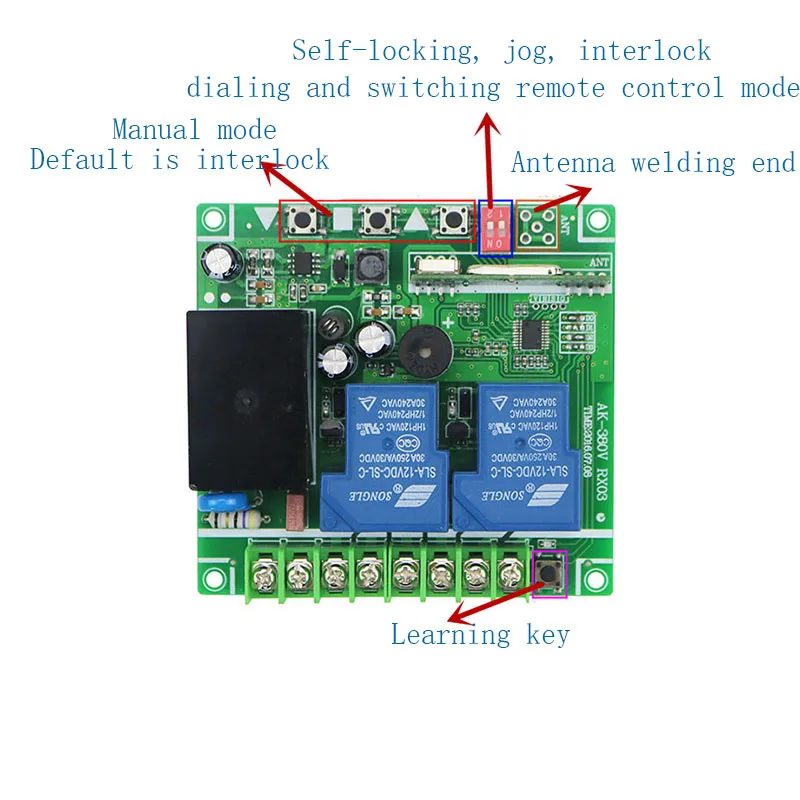 3000M long AC220V 250V 380V 30A 2CH RF Wireless Switch Relay Receiver Remote Controllers A B keys Transmitter