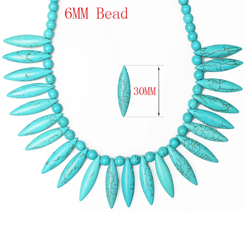 CAMDOE DANLEN H Fashion Women Necklaces Howlite Turquoises Gem Vintage Charm Necklace 48CM Long Statement Necklace Pendants