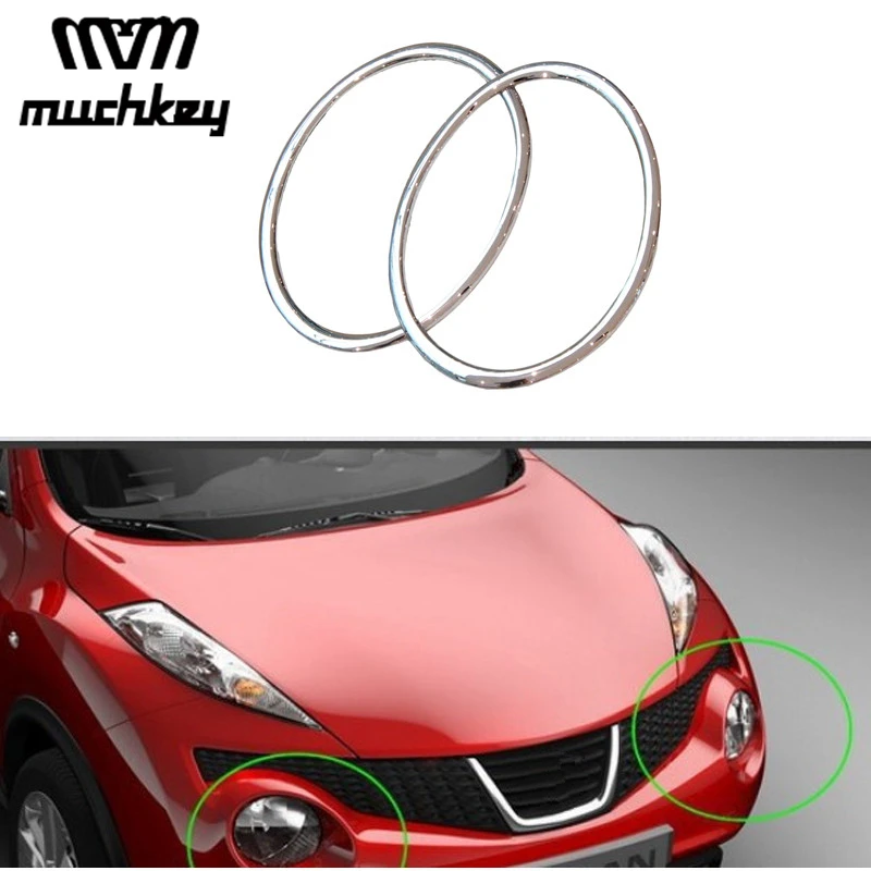 For Nissan Juke 2010-2014 Car Styling Head Lamp Front Bumper Headlight Ring Trim Cover Abs Chrome Auto Accessories 2pcs