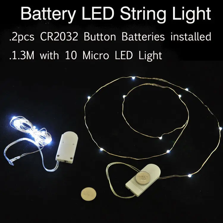 

100pcs/Lot CR2032 Cell Battery Operted Micro Mini LED Fairy String Lights 1M with 10LED For Wedding Party Home Decoration