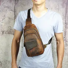 Men's Leather Chest Sling Bag 8" Tablet #2