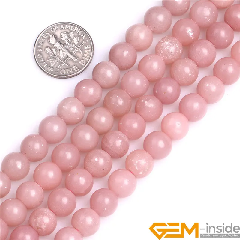 Natural Stone Round Pink Opal Beads For Jewelry Making Strand 15 inch DIY Bracelet Necklace Jewelry Loose Bead 6mm 8mm 10mm 12mm