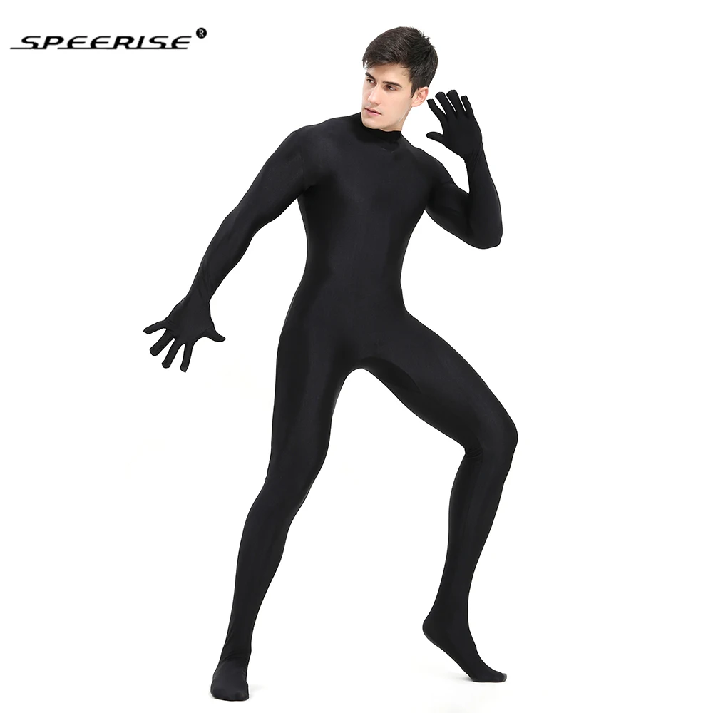 SPEERISE czarny Spandex Zentai pełne Body obcisły kombinezon Unisex Zentai garnitur Body kostium dla kobiet Unitard Lycra dancewear