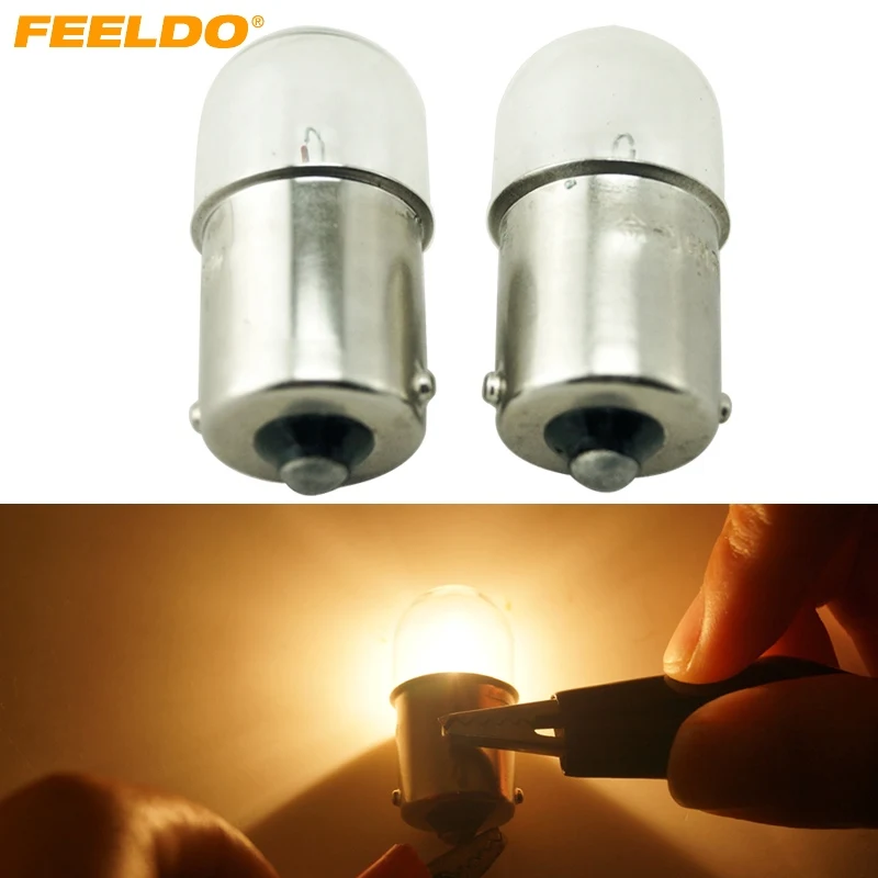 

FEELDO 100Pcs T1614 T16 24V5W BA15S 1156 Truck Clear Glass Lamp Turn Tail Bulb Auto Indicator Halogen Lamp #AM3163