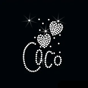 4pc/lot Heart Rhinestones Heat Transfer Design Iron On Motifs patches hot fix rhinestone patches