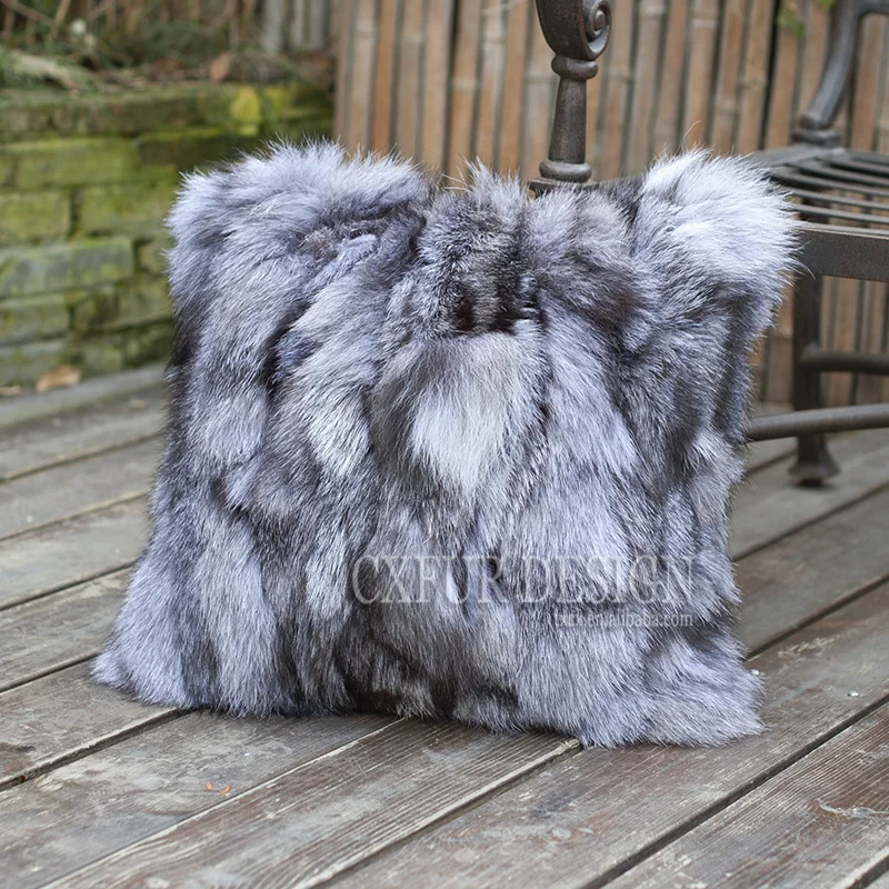 Imagem -03 - Retail Boa Real Silver Fox Fur Sofá Capa de Almofada para Sala de Estar Decoração Cx-d52 Novo