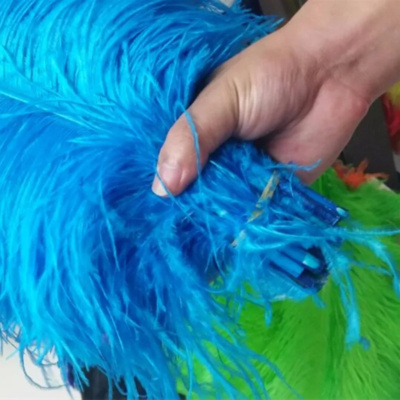 High quality 10PCS Thick pole ostrich feather lake blue ostrich plumage 55-60cm / 22-24 inches plume performing decorations