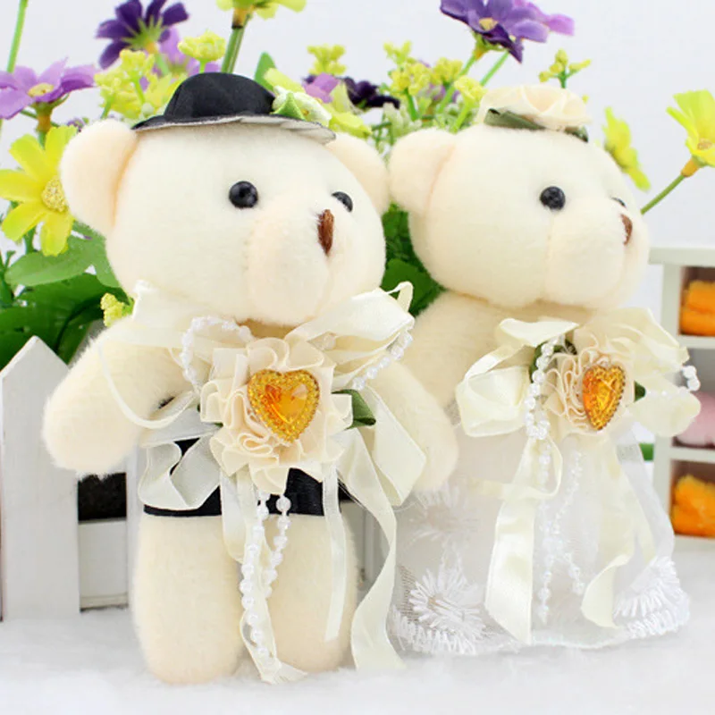 

1Pair=2PCS Cute Bear Shape Stuffed Plush Toys Wedding Decorations Doll Birthday Present Kids Gifts13cm