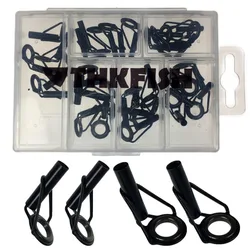 30pcs 3.0mm-4.5mm Sea Fishing Pole Rod Tip Tops Repair Kit Black Nickel Plated Ceramic Ring Spinning Casting Fising Rod Tips