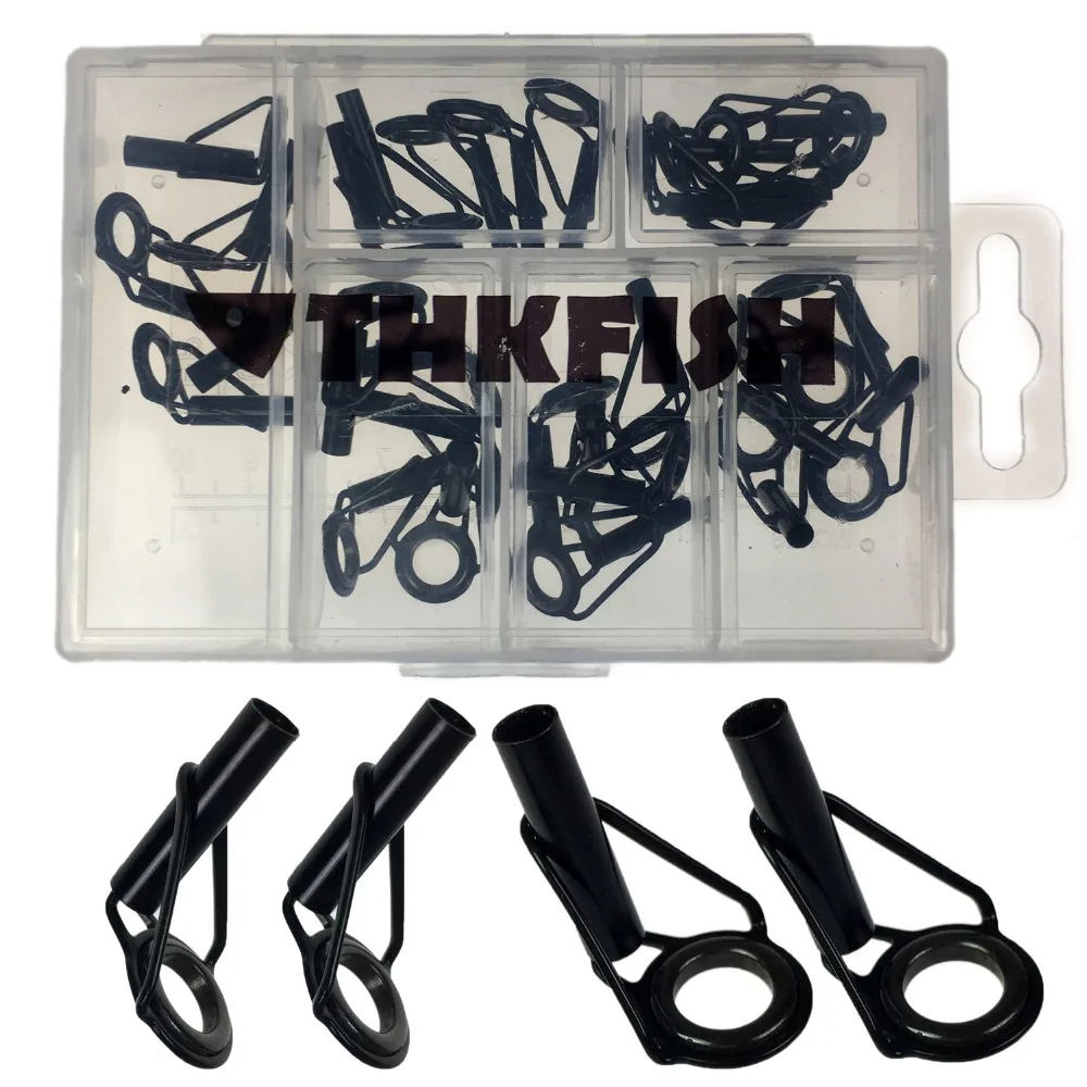 30szt 3.0mm-4.5mm Końcówki wędek morskich Zestaw naprawczy Czarny niklowany pierścień ceramiczny Spinning Casting Końcówki wędek wędkarskich