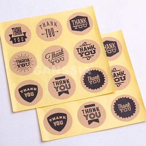 100pcs/lot Dia 4cm Handmade style Gift Seal Sticker Vintage Kraft Paper Thank You Stickers Stationery Packing Label (ss-1448)