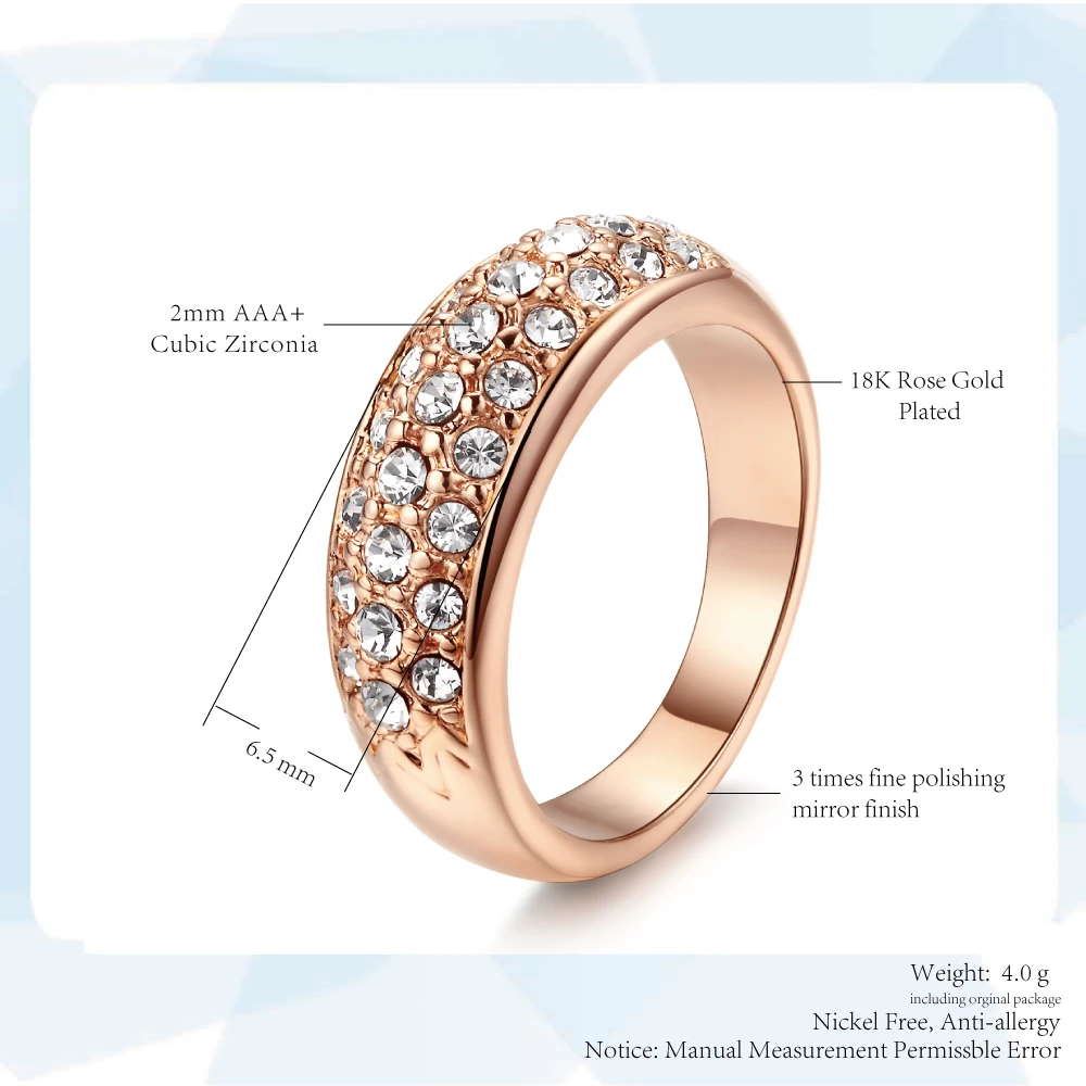 ZHOUYANG Wedding Ring For Women Elegant Cubic Zirconia Rose Gold Color Fashion Jewelry Austrian Crystals Gift ZYR061 ZYR109