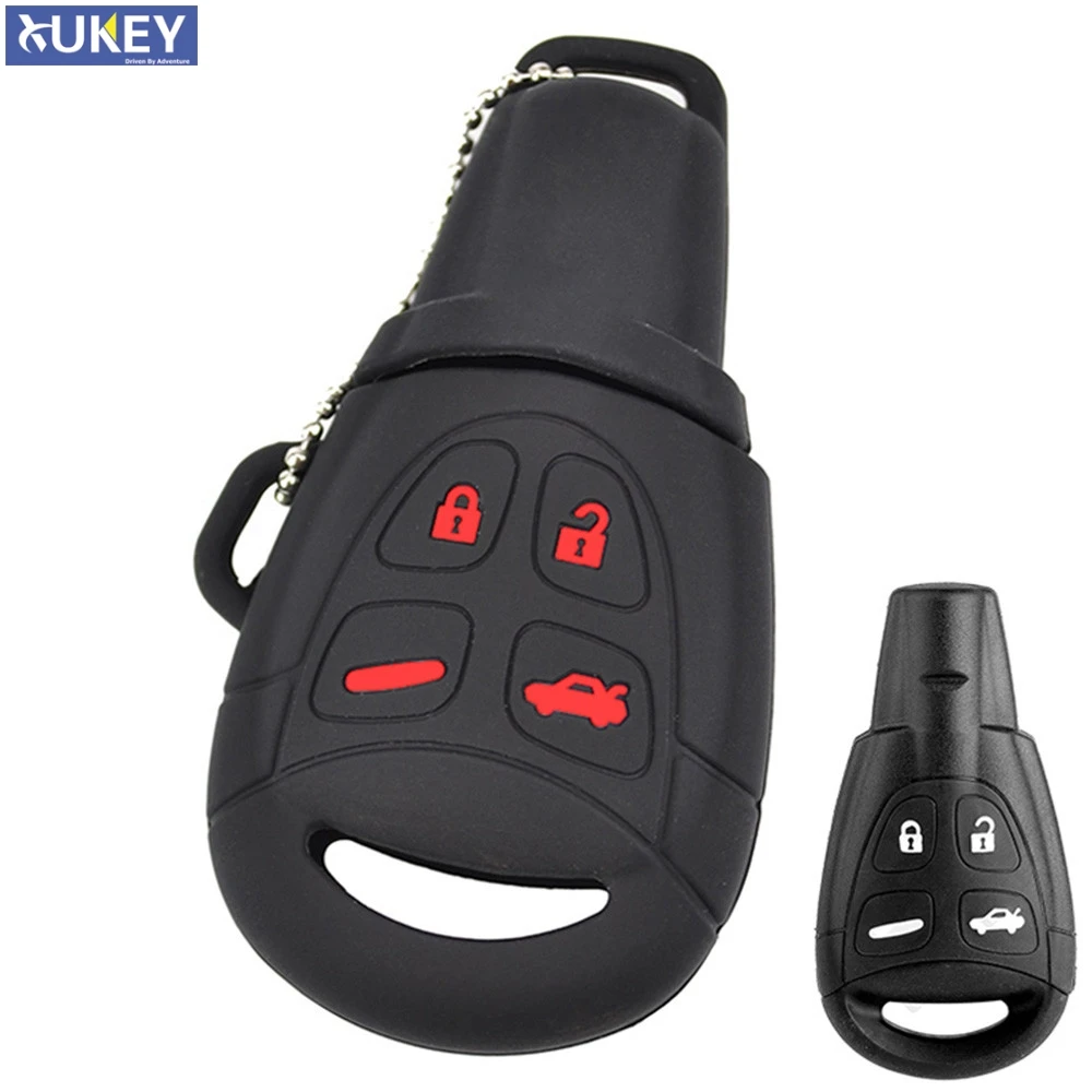 For SAAB 9-3 9-5 93 95 Silicone Remote Key Case Fob Shell Cover Skin Sleeve 4 Buttons 2005 2006 2007 2008 2009 2010 2011 2012