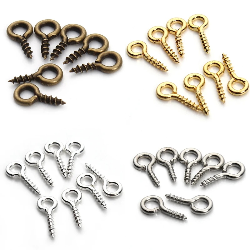 200pcs Mini Eyes Screw hook self-tapping Screws Clasps Sheep Eyes Nail/DIY Jewelry Accessories Handmade Materials Pendant hook